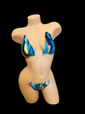 Blue Multicolored Two Piece Bikini Outfit