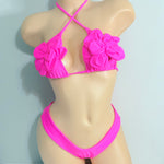 Pink Floral Exotic Two Piece Dancer Bikini Outfit