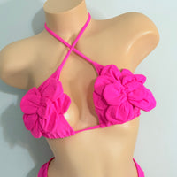 Pink Floral Exotic Two Piece Dancer Bikini Outfit