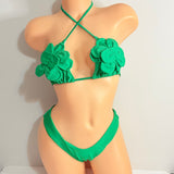 Exotic dancer outfit 
Exotic dancewear 
Green floral two piece bikini 