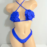 Blue Flower Exotic Dancer Two Piece Oufit.