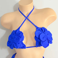 Blue Flower Exotic Dancer Two Piece Oufit.