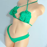 Green Floral Two Piece Exotic Dancer Outfit