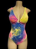 Blue Pink Yellow Tie Dye One Piece Bodysuit