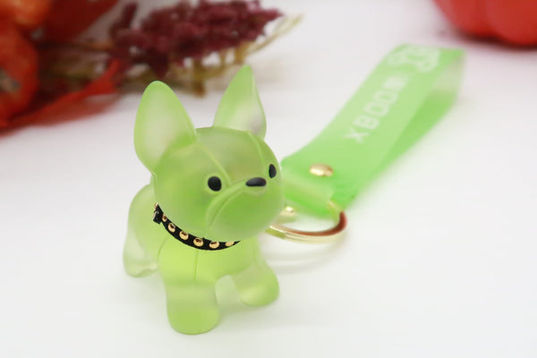 Neon Green Resin Dog Keychain Key Ring