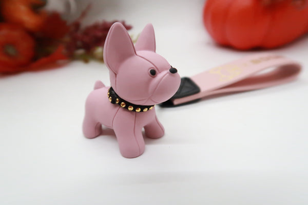 Pink Resin Dog Keychain Key Ring