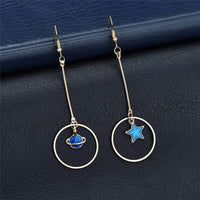 Gold Blue Star Moon Dangle Drop Earrings For Women Asymmetric Earrings Girl Jewelry Female Gift