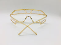 Gold Clear Rhinestone Sunglasses, Fashion Sunshades, Women Sunglasses, Unisex frames, Oversized Lenses, Trendy Sunnies,