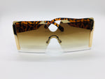 Gradient Square Rimless Sunglasses, Fashion Shades, Luxury Frames Eyewear, Brown Cheetah