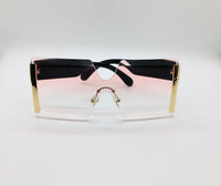 Square Unisex Sunglasses, Fashion Shades, Luxury Frames Eyewear, Pink Gradient