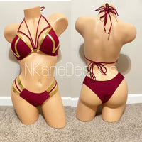 Red New Women Thong Bikini Set Swimsuits Bathing Suits Swimwear Two Piece Bikinis Triangle Bandage Female Beachwear Custom Handmade Costumes