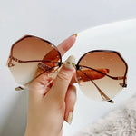 Luxury Round Gradient Sunglasses Women Eyewear Rimless Fashion Sun Glasses Ladies Sunshades UV400