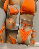 Orange Custom Two Piece Side Tie String Bikini Exotic Dancewear Stripper Outfit for GoGo Club Pole Dancers Rave Exoticwear Dance Costume