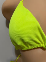 Neon Yellow Custom Two Piece Side Tie String Bikini Exotic Dancewear Stripper Outfit GoGo Club Pole Dancers Rave Exoticwear Dance Costume