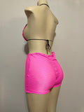 Neon Pink Custom Made Two Piece Exotic Dancewear for Strippers String Bikini Shorts Dance Costume for Gogo Dancer