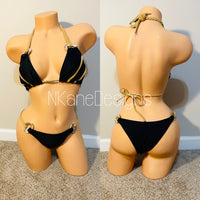 Black Women Thong Bikini Set Swimsuits Bathing Suits Swimwear Two Piece Bikinis Triangle Bandage Female Beachwear Custom Handmade Costumes